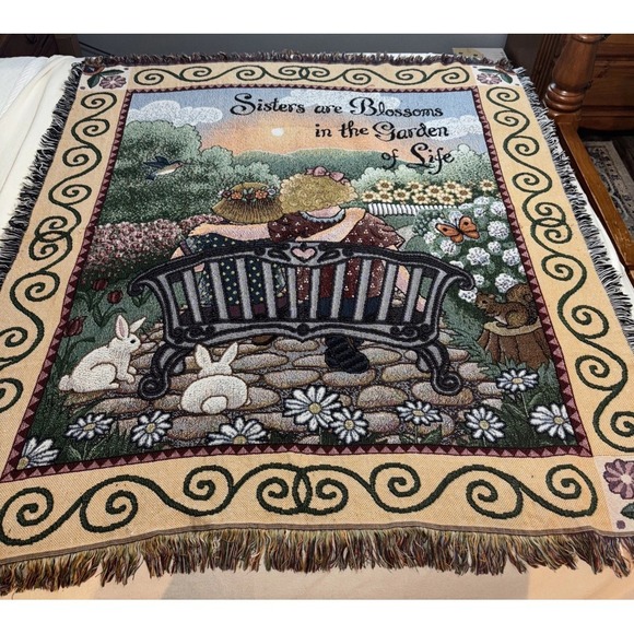 Sisters Are Blossoms In The Garden Of Life Throw 54"x 48"  Cottagecore Farmhouse - Picture 1 of 9
